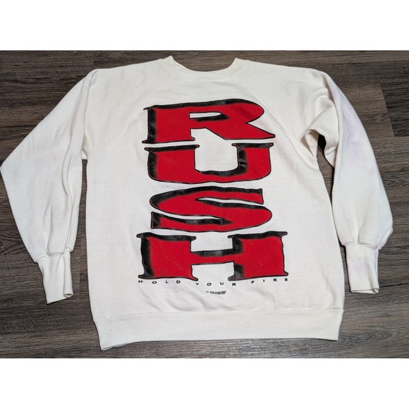 Vintage Rush Hold Your Fire‎ Band T Shirt Raglan Sweatshirt Size XL READ